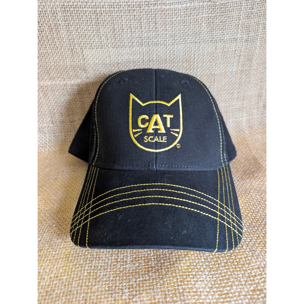 Cat Scale Baseball Cap Black Yellow Embroidered Logo Adjustable Hat
